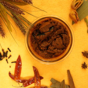 raw tamarind & ripe chili pickle (chintakaya pandu mirchi nilva)